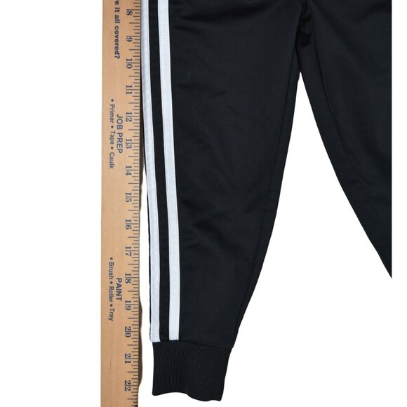 Adidas Kids Boys Track Pants Joggers Black White Side Stripes Sz 4 - Picture 4 of 6
